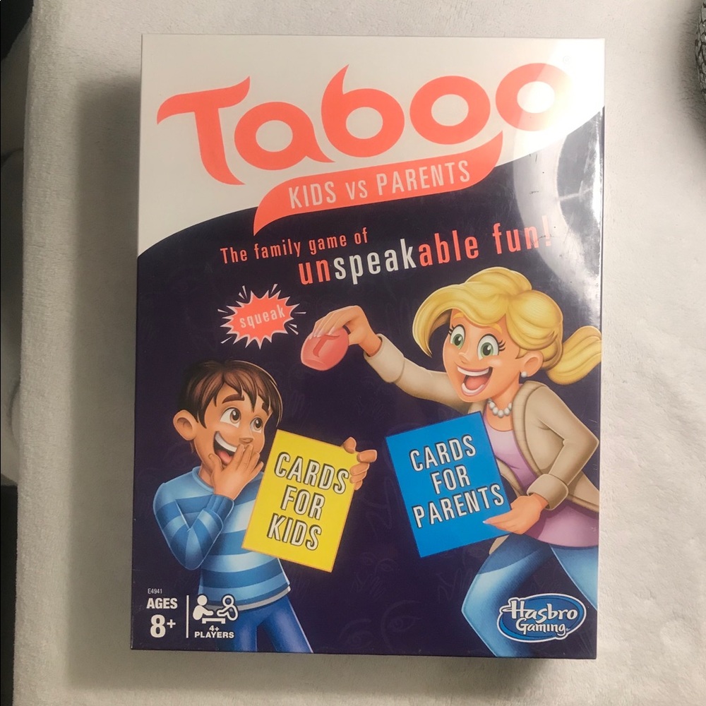 Never opened Taboo kids vs parents game